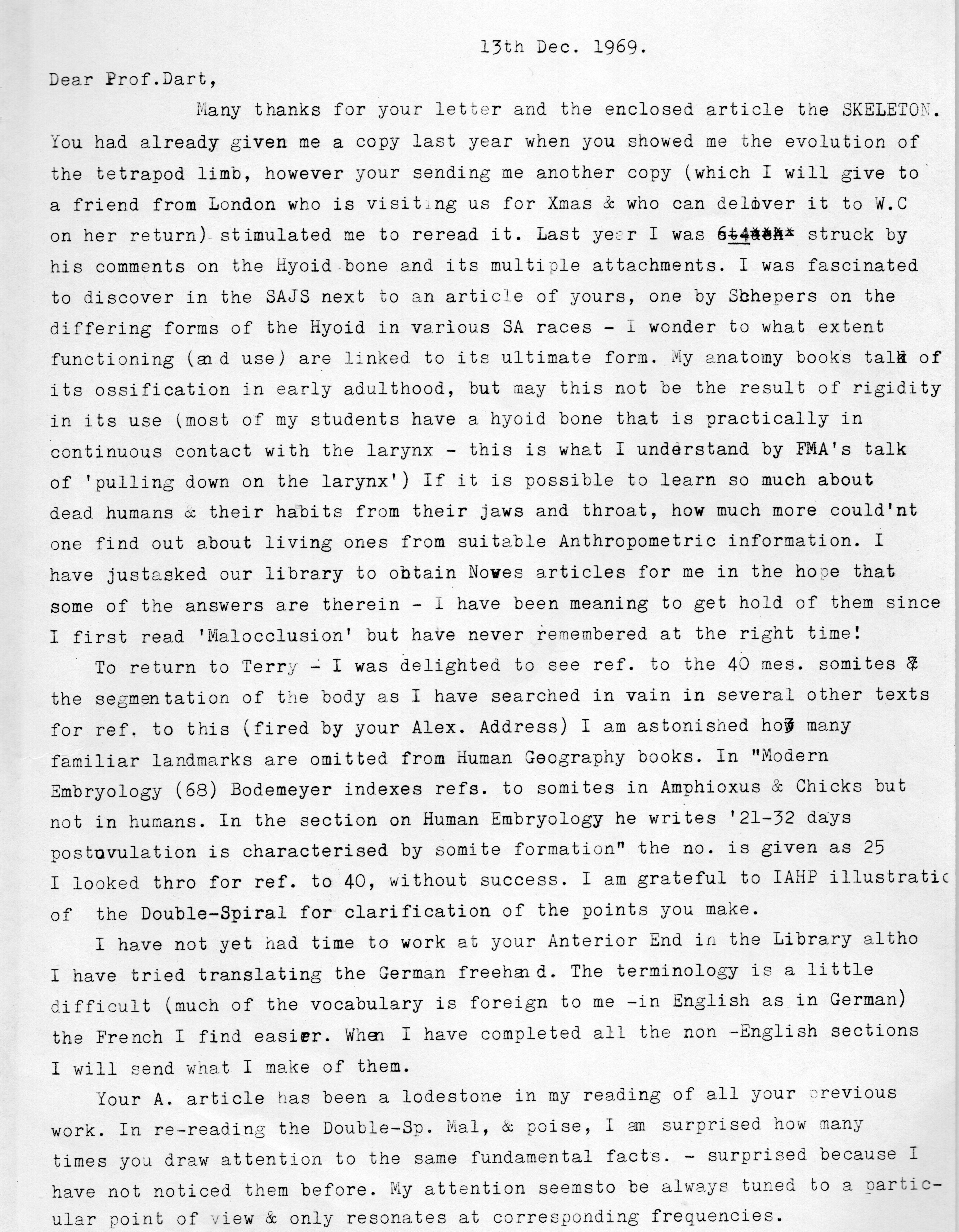 Page 1 of Dart letter to Murray. Dec. 13, 1969.